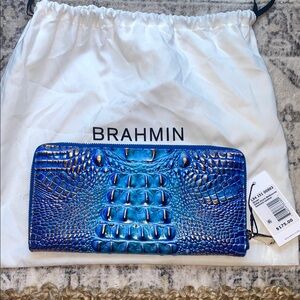 BRAND NEW Brahmin Shimmering Blue Embossed Wallet